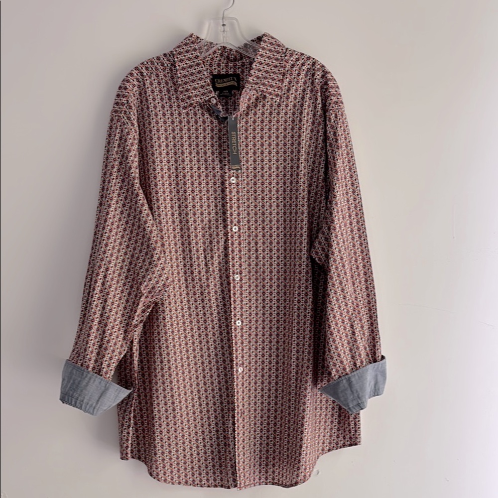 Cremieux Men's Long Sleeve Stretch Cotton Casual Button-Down Patterned Shirt